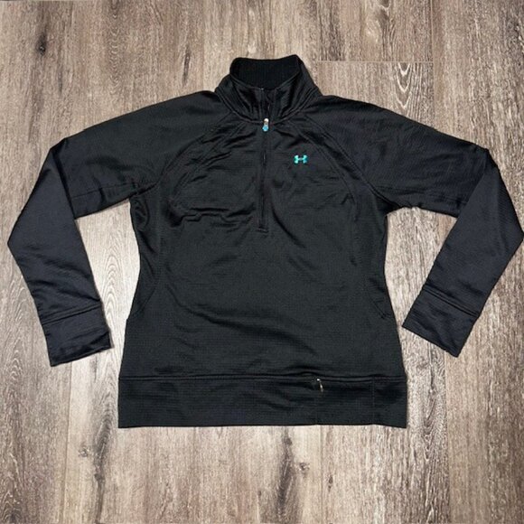 Under Armour Cold Gear Womens Large Black Pullover Jacket 1/4 Zip Semi-Fitted - Picture 1 of 6